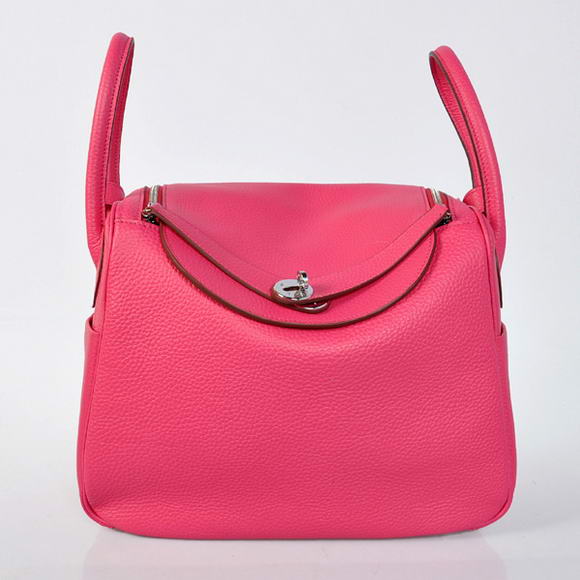 High Quality Replica Hermes Lindy 30CM Havanne Handbags 1057 Peach Leather Silver Hardware